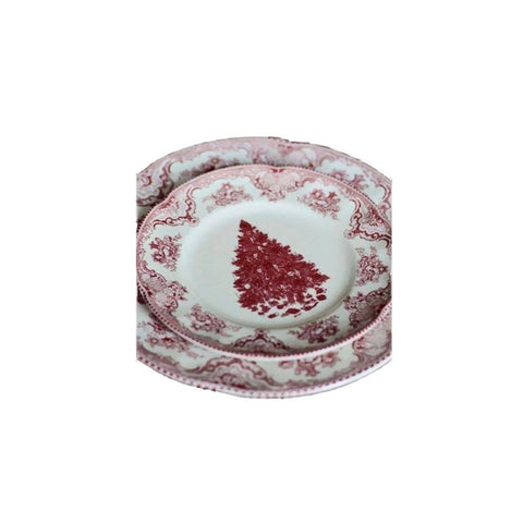 BLANC MARICLO' Set 6 piatti piani natalizi DIANA ROSE ceramica Ø27,3 H2,5 cm