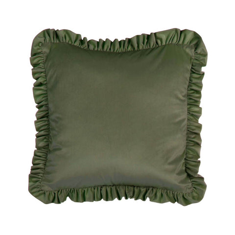 BLANC MARICLO' Cuscino arredo in velluto con gala poliestere verde 45x45 cm