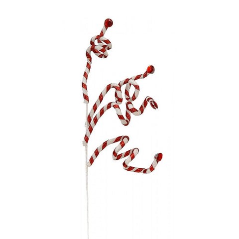 VETUR Decorazione di Natale ramoscello in zucchero bianco e rosso 66 cm 92472
