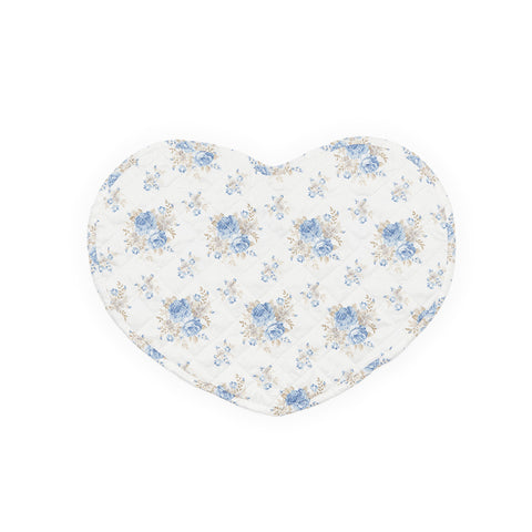 NUVOLE DI STOFFA Set 2 tovagliette americane cuore bianco con fiori celesti 50cm