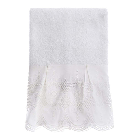 Blanc Mariclò Coppia asciugamani in spugna di cotone "Dentelle"