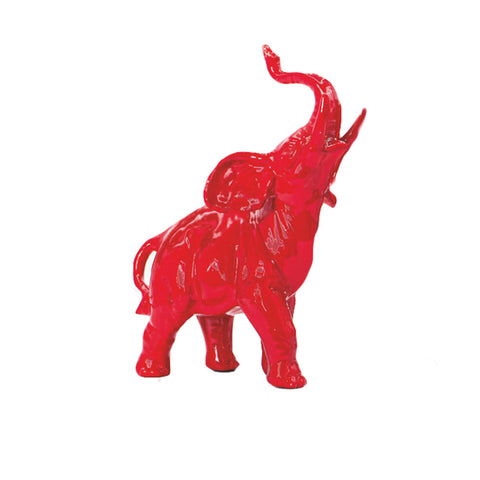 SHARON Elefante grande rosso in porcellana statuina decorativa made in italy 20xh26 cm