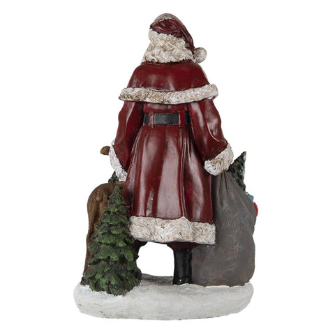 CLAYRE E EEF Decorazione Natalizia Babbo Natale con cerbiatto effetto legno 17x13x29 cm