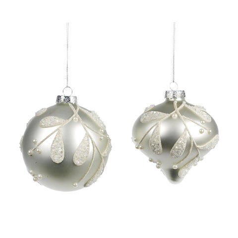 GOODWILL Decoro natalizio per albero pallina argento in vetro 2 varianti (1pz)