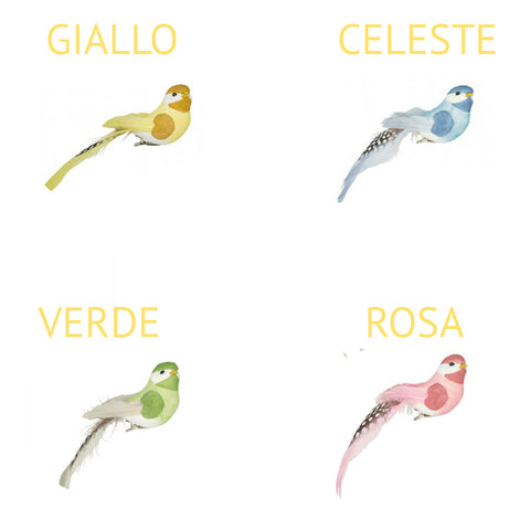 GREENGATE Uccellino decorativo con clip disponibili 4 varianti pastello poliestere H 6x4 cm