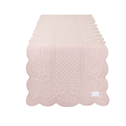 NUVOLE DI STOFFA Runner da tavola cucina quilt rosa in cotone , Shabby Chic Demetra 40x130 cm