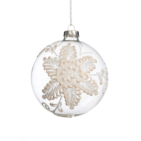 GOODWILL Decoro natalizio per albero sfera bianca in vetro con fiore