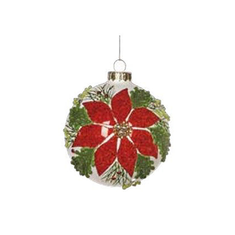 GOODWILL Palla di Natale sfera per albero con glitter vetro bianco Ø12,5 cm