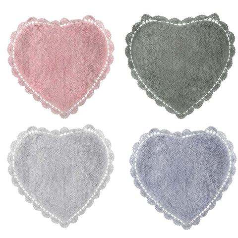 BLANC MARICLO Tappeto a forma di cuore con pizzo 4 varianti di colore 50x65 cm