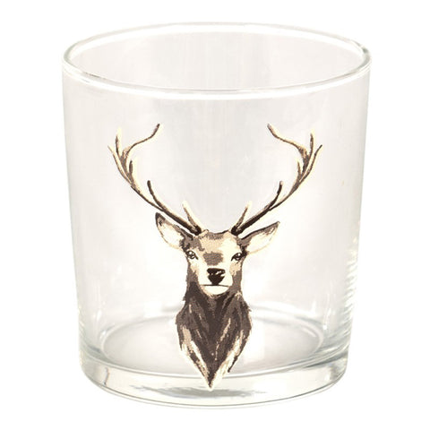 Clayre & Eef Set 6 bicchieri d'acqua natalizio con stampa cervo marrone Ø8*9 CM / 250 ML