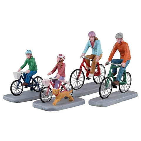 LEMAX Set 4 pezzi Biciclettata in Famiglia "Family Bike Ride" in resina