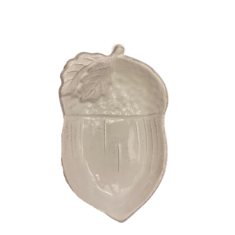 VIRGINIA CASA Svuota tasche a forma di ghianda in ceramica bianca 14x19 cm