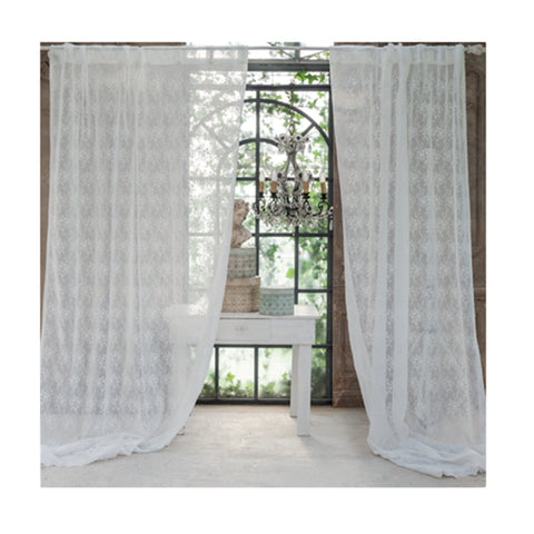 BLANC MARICLO' Set 2 pannelli tenda con passanti INTARSIO bianco 150x300+10 cm