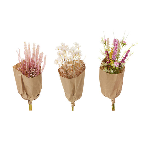 NUVOLE DI STOFFA Bouquet con fiori essiccati in kraft paper Annette 3 varianti