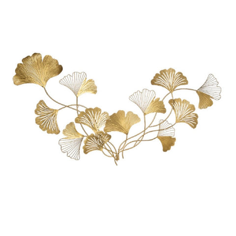L'arte di Nacchi Pannello foglie color oro in ferro battuto decorazione casa 135x5x70 cm