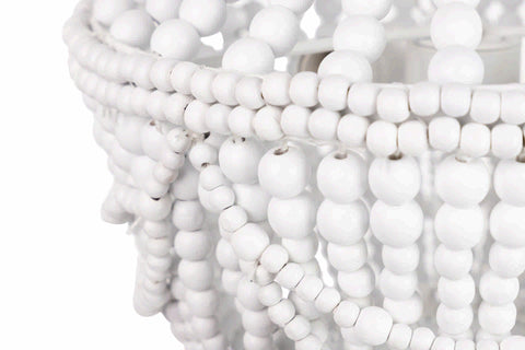 Garpe Interiores Lampadario in metallo bianco con perline