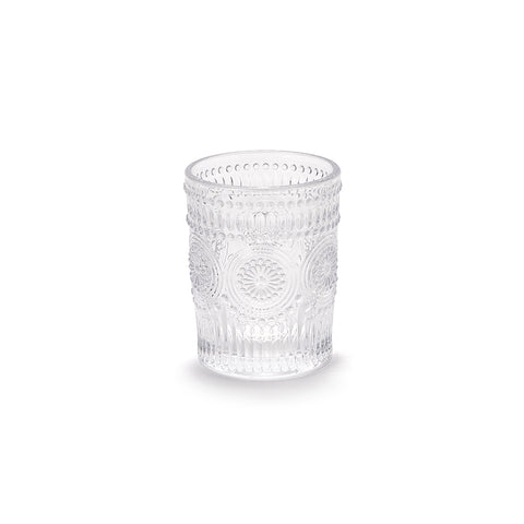 NUVOLE DI STOFFA Set 6 Bicchieri acqua classico vintage con ornamenti in vetro trasparente Chloe