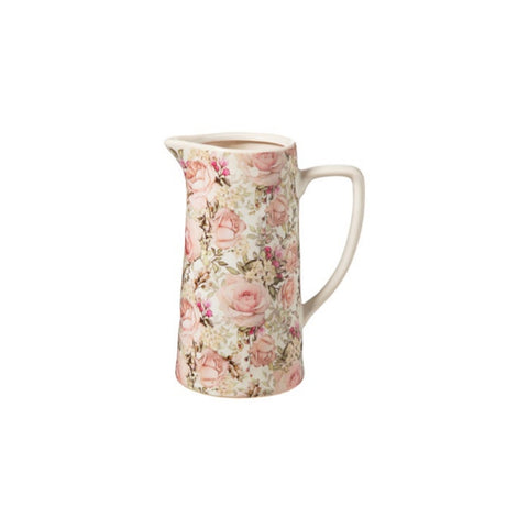 L'ARTE DI NACCHI Brocca caraffa ceramica a fiori rosa 19x13x25 cm CL-80
