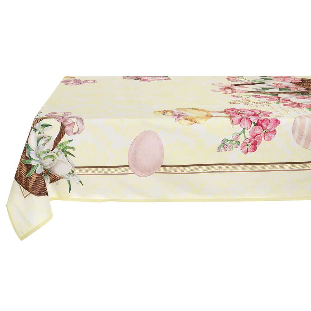 Blanc Mariclò Tovaglia pasquale in cotone rosa Pretty Easter 170×260 –  Angelica Home Stabia