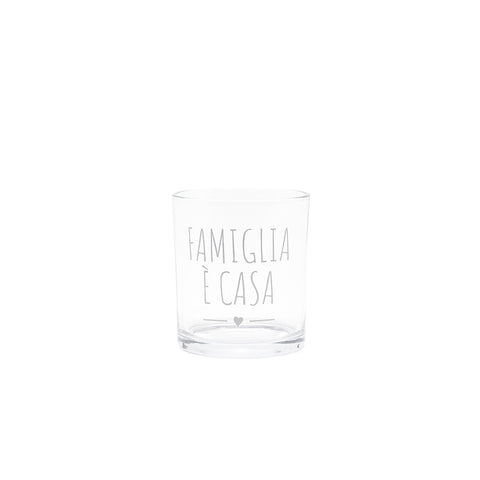 NUVOLE DI STOFFA Set di 6 bicchieri FAMIGLIA E' CASA vetro con frase 300ml 8x9cm