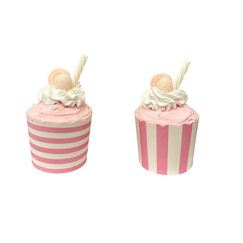 I DOLCI DI NAMI Coppa gelato con panna caramelle e cannuccia 2 varianti rosa Ø6 H11 cm