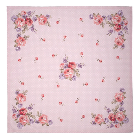 CLAYRE & EEF Tovaglia quadrata centrotavola primaverile con fiori rosa 100x100