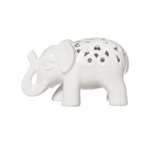 L'ARTE DI NACCHI Decorazione elefante ceramica bianco 26x12x15 cm TL-60