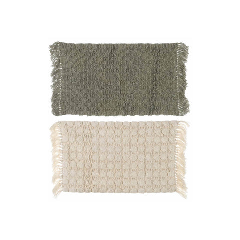 BLANC MARICLO' Tappeto bagno rettangolare con frange cotone 2 varianti 45x75 cm