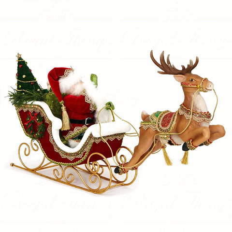 GOODWILL Decoro natalizio Babbo natale in slitta con renna e doni in resina 60×21×34 cm