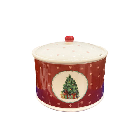MAGNUS REGALO Barattolo natalizio con coperchio DELIGHT porcellana rosso H15 cm