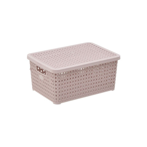 INART Scatola cesta porta oggetti rosa da bagno o da cucina in plastica shabby chic 2 varianti