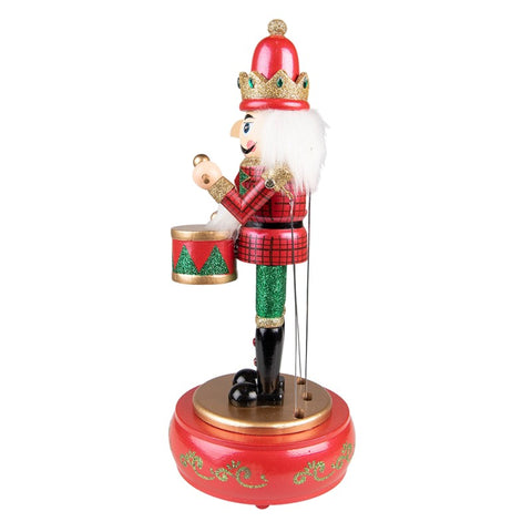 Clayre & Eef Addobbo natalizio carillon musicale con schiaccianoci verde e rosso 13x33cm