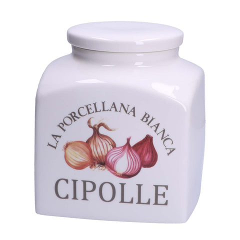 LA PORCELLANA BIANCA Barattolo conserva per cipolle in porcellana H20cm P0126350CD