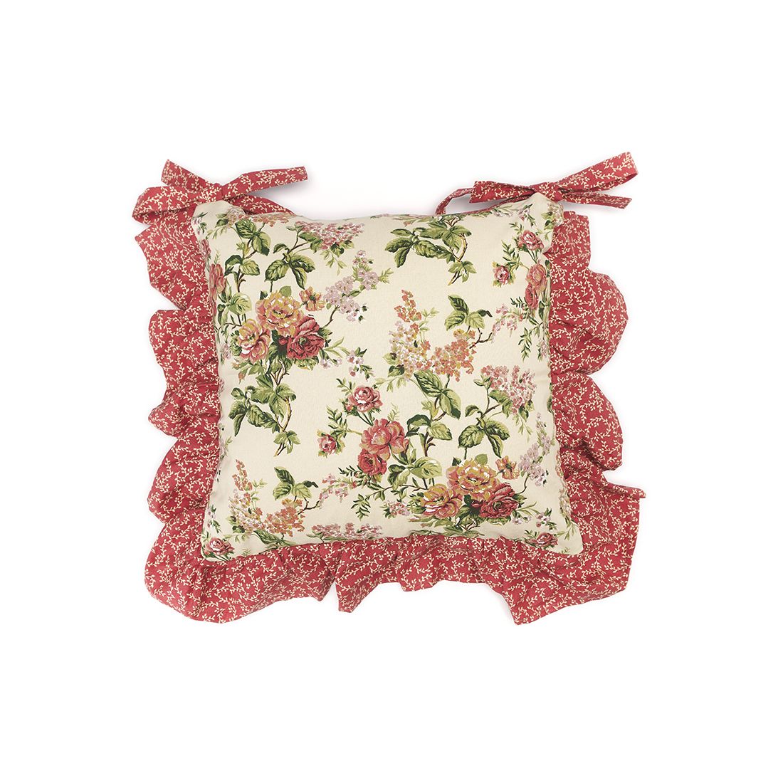 NUVOLE DI STOFFA Set 2 cuscini sedia con balza EMILY a fiori cotone ro –  Angelica Home Stabia