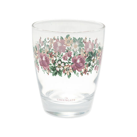 GREENGATE Set 6 Bicchieri Acqua MARIE PEACH in vetro decorato con fiori 300 ml