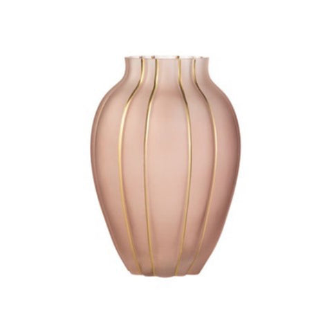 L'arte di Nacchi Vaso da interno in vetro rosa rigato oro "Geometric"