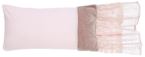 BLANC MARICLO' Cuscino rosa MELODRAMMA con gale 30x60 cm A29482