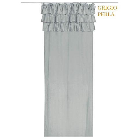 L'ATELIER 17 Tenda camera da letto finestra in voile cotone con rouches, Collezione "Etoile" Shabby Chic 5 varianti 135x290 cm