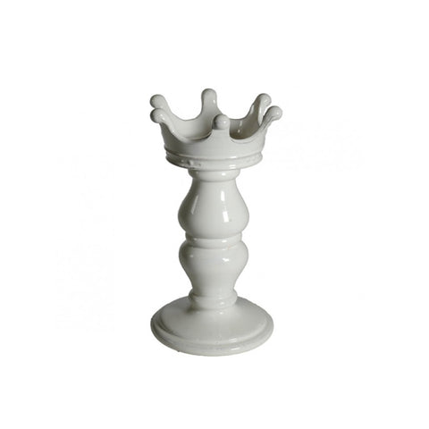 VIRGINIA CASA Candeliere corona REGALE in ceramica MADE IN ITALY bianco h 32 cm