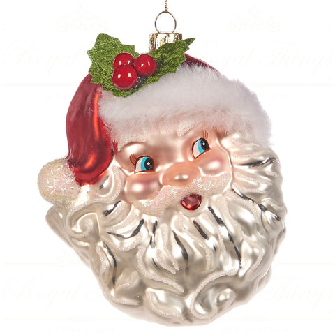 GOODWILL Decorazione natalizia viso di Babbo Natale da appendere con foglia 11,5 cm