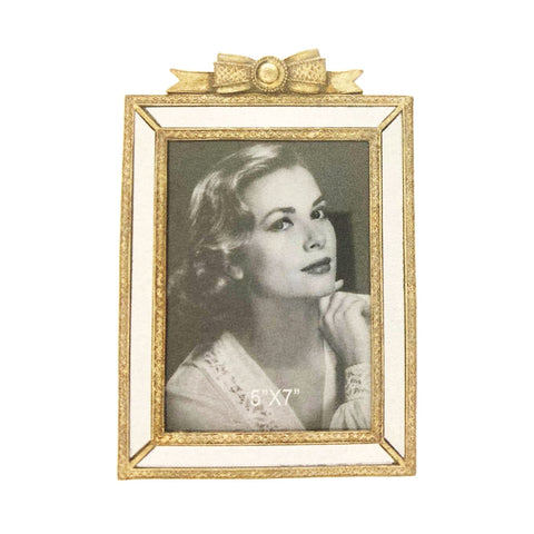 L'ARTE DI NACCHI Cornice portafoto con fiocco resina oro 17,5x2x24,5 cm LK-35