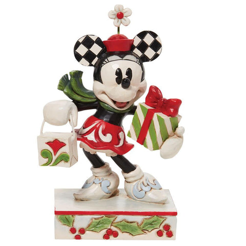 Enesco Statuina natalizia Minnie con regali di natale Disney Traditions
