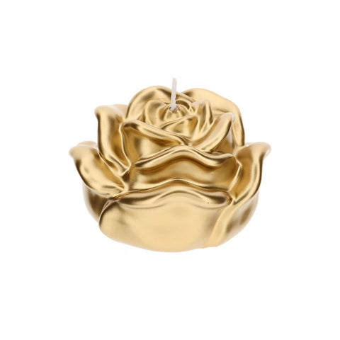 HERVIT Candela a forma di rosa natalizia paraffina oro metallizzato Ø7 H5 cm