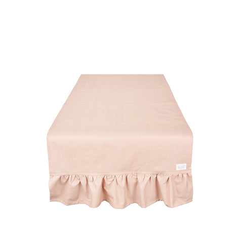 NUVOLE DI STOFFA Runner da tavolo con rouche ANNETTE cotone rosa 50x150 cm
