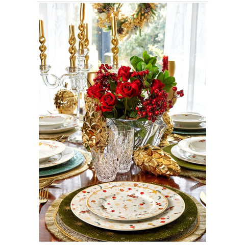 Fade Piatto da portata natalizio in porcellana bianco/oro "Star" D30cm