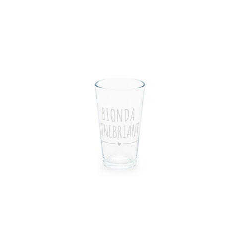 NUVOLE DI STOFFA Set di 6 bicchieri BIONDA INEBRIANTE vetro con frase 480ml 9x15
