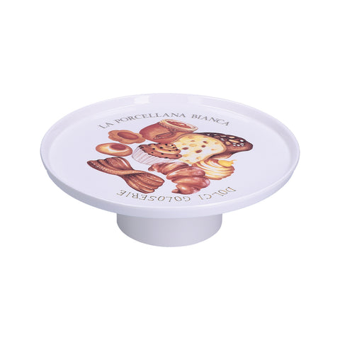 LA PORCELLANA BIANCA Alzatina tonda GOLOSERIE decoro dolci bianco Ø26 H26 cm