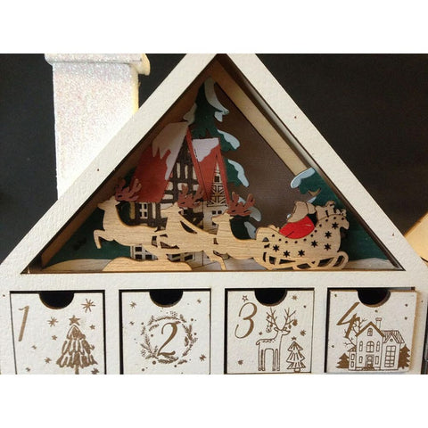 Henry Bell Calendario dell'avvento artigianale in legno con luci L21 cm