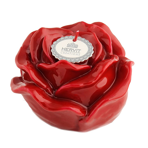 HERVIT Candela decorativa a forma di rosa natalizia paraffina rosso Ø12 H8 cm