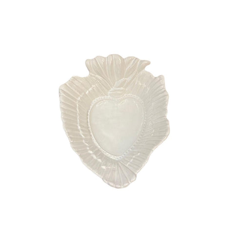 VIRGINIA CASA Svuota tasche cuore sacro EXVOTO ceramica bianco lucido 23x18 cm